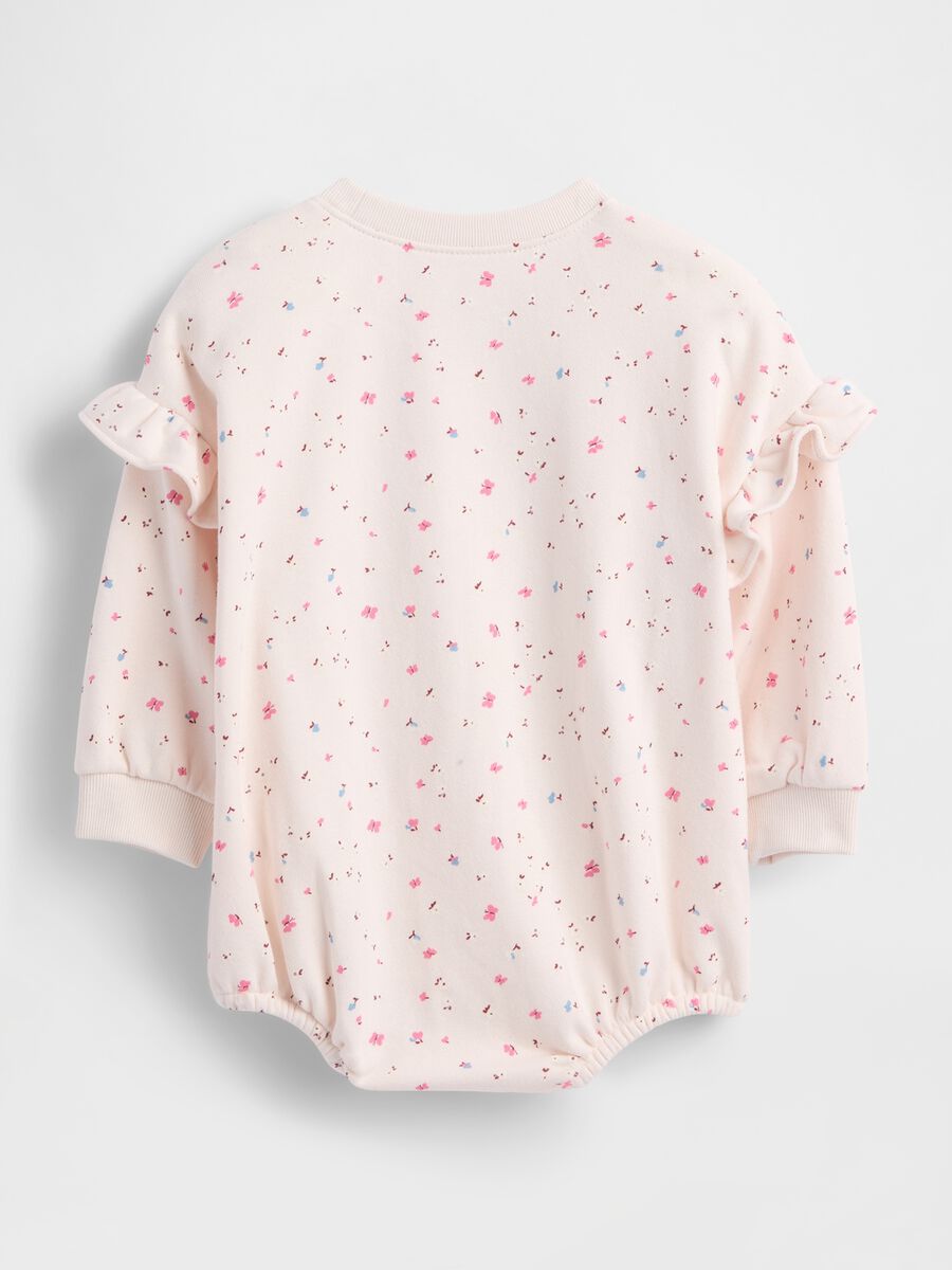 Pink cotton bodysuit with flowers_1