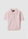 Regular fit pure wool pink jumper with polo collar_4
