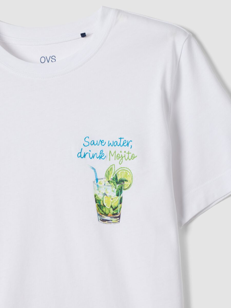 T-shirt bianca in puro cotone a maniche corte_5