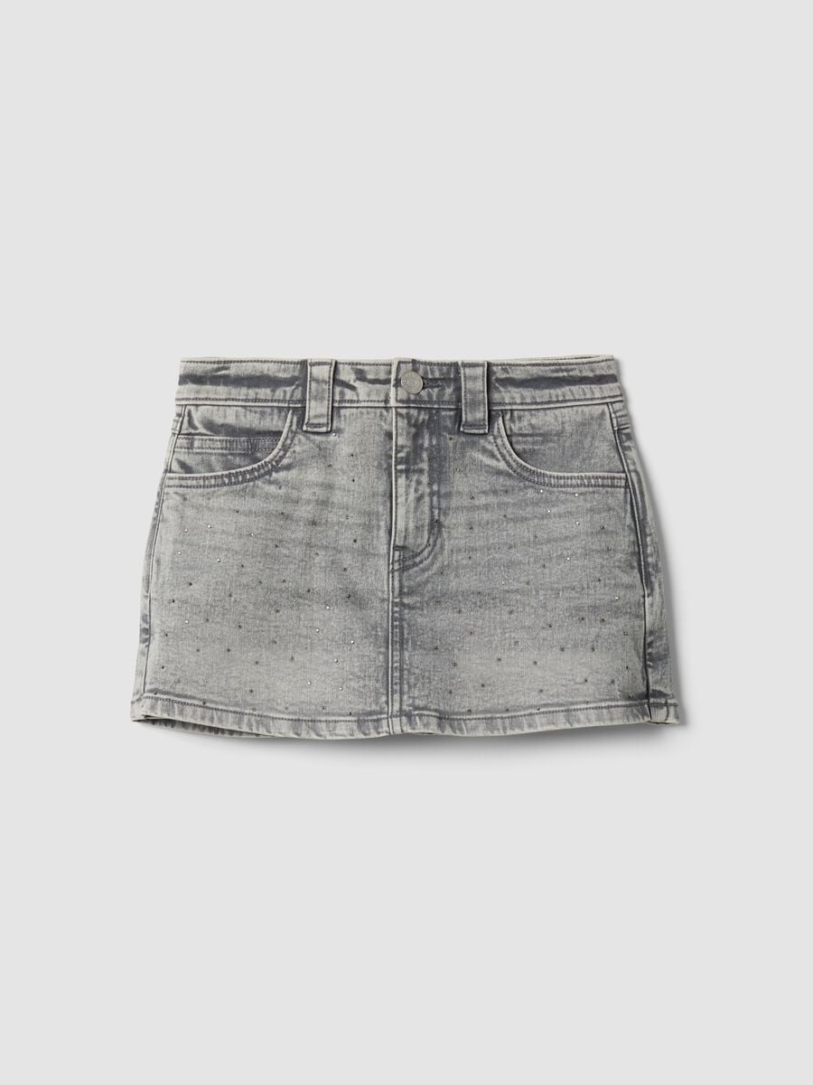 Gonna pantalone grigia in cotone elasticizzato regular fit per ragazza_0