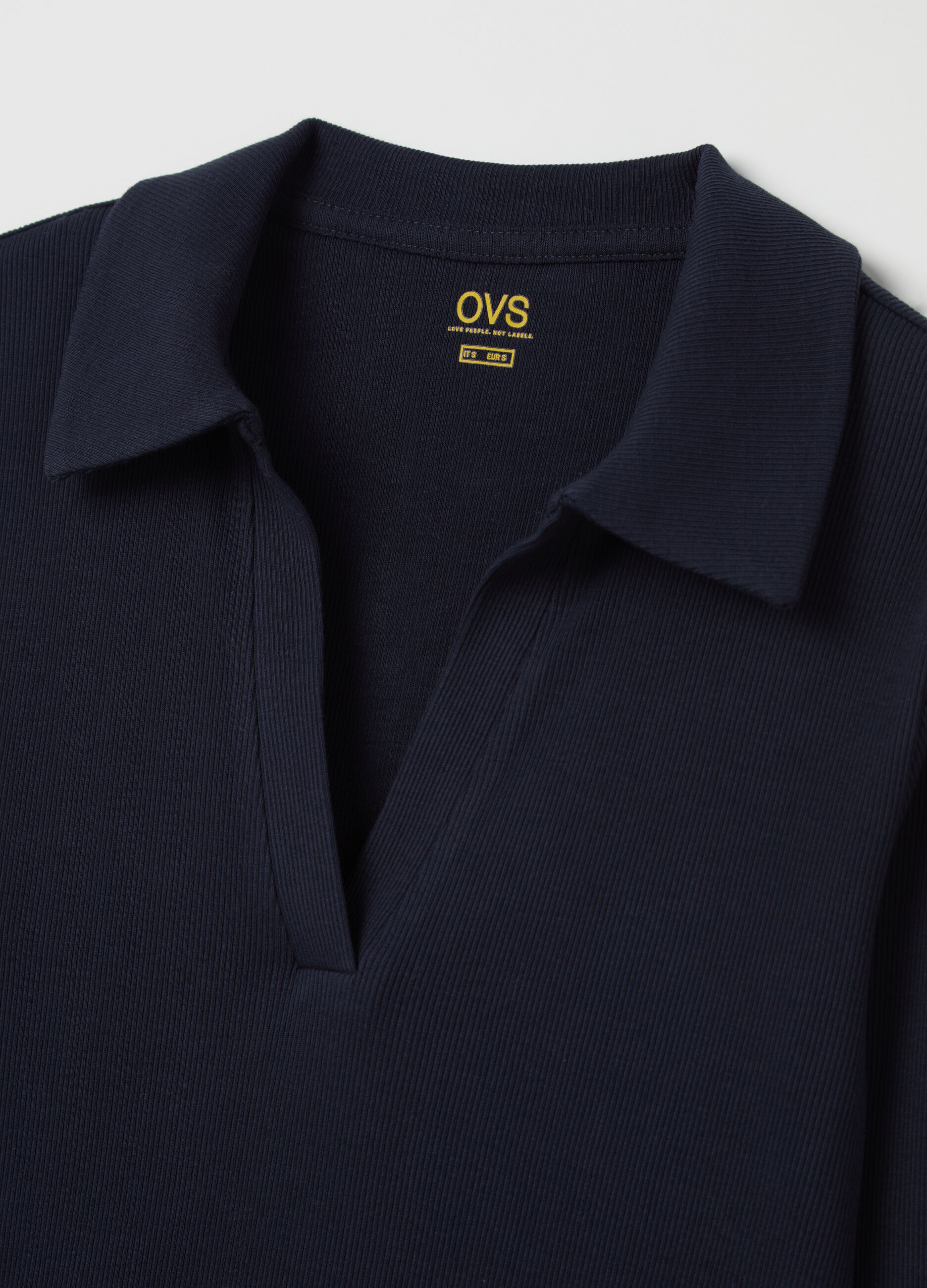 Ribbed T-shirt with polo shirt neck