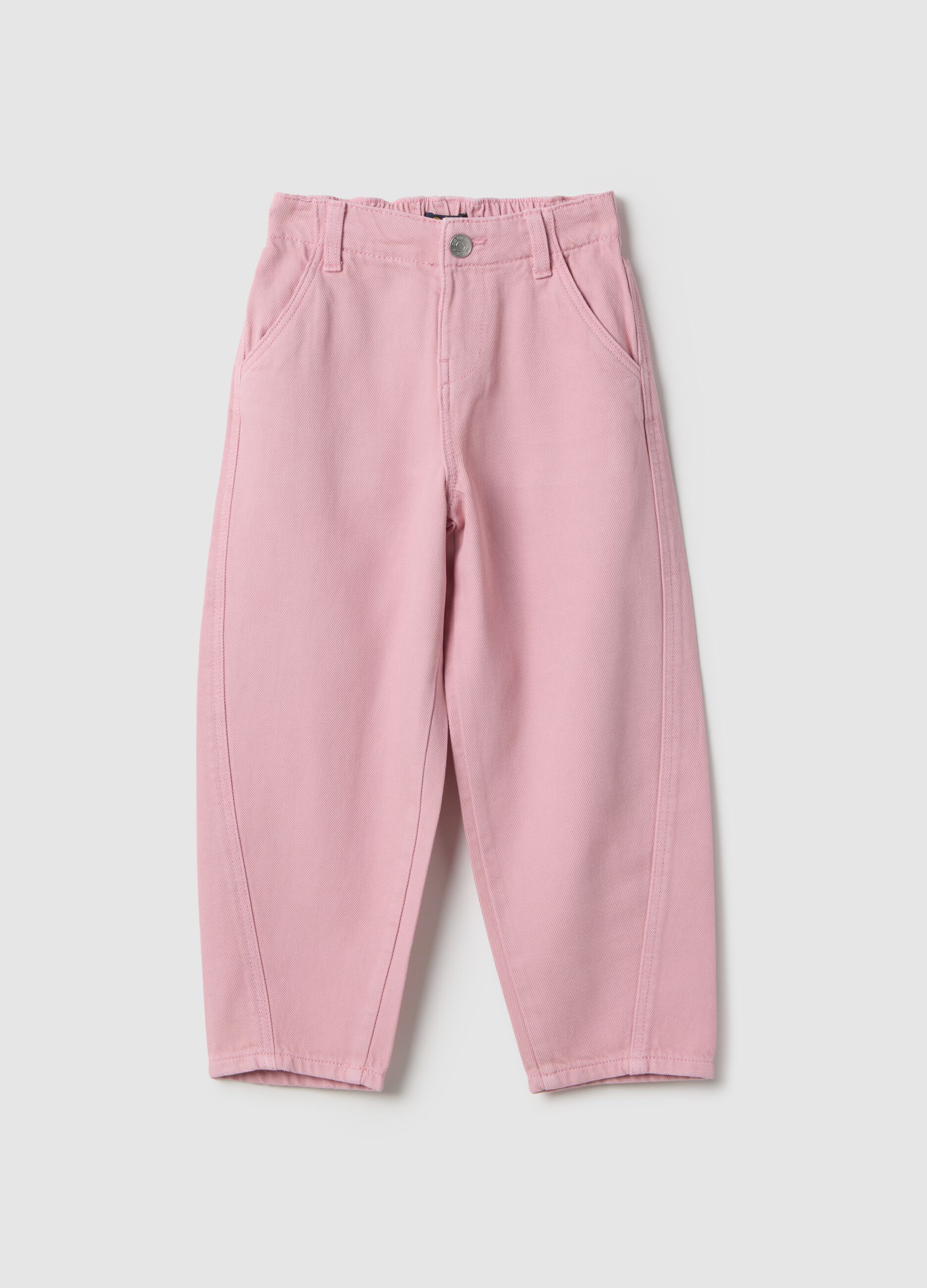 Girls' Pink Pure Cotton Baggy Trousers