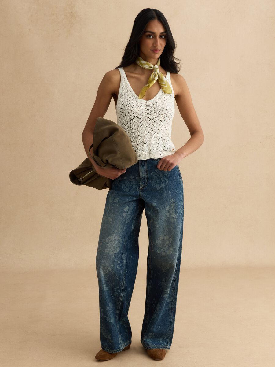 Tank top bianco in puro cotone lavorato a maglia_1