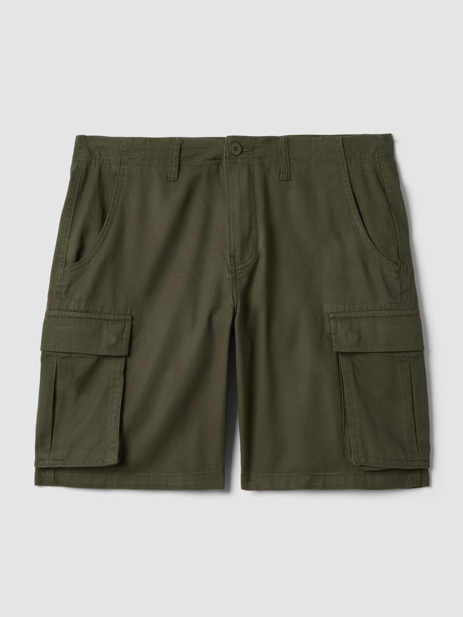Green pure cotton regular-fit cargo shorts_4
