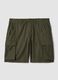 Green pure cotton regular-fit cargo shorts_4