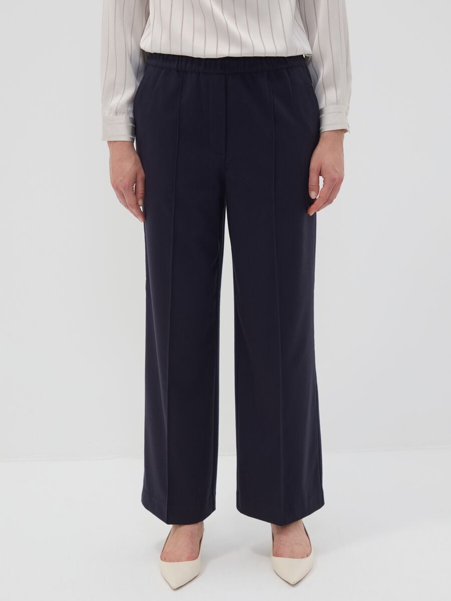 Jogger The Iconic Pants blu wide leg in viscosa elasticizzata_2
