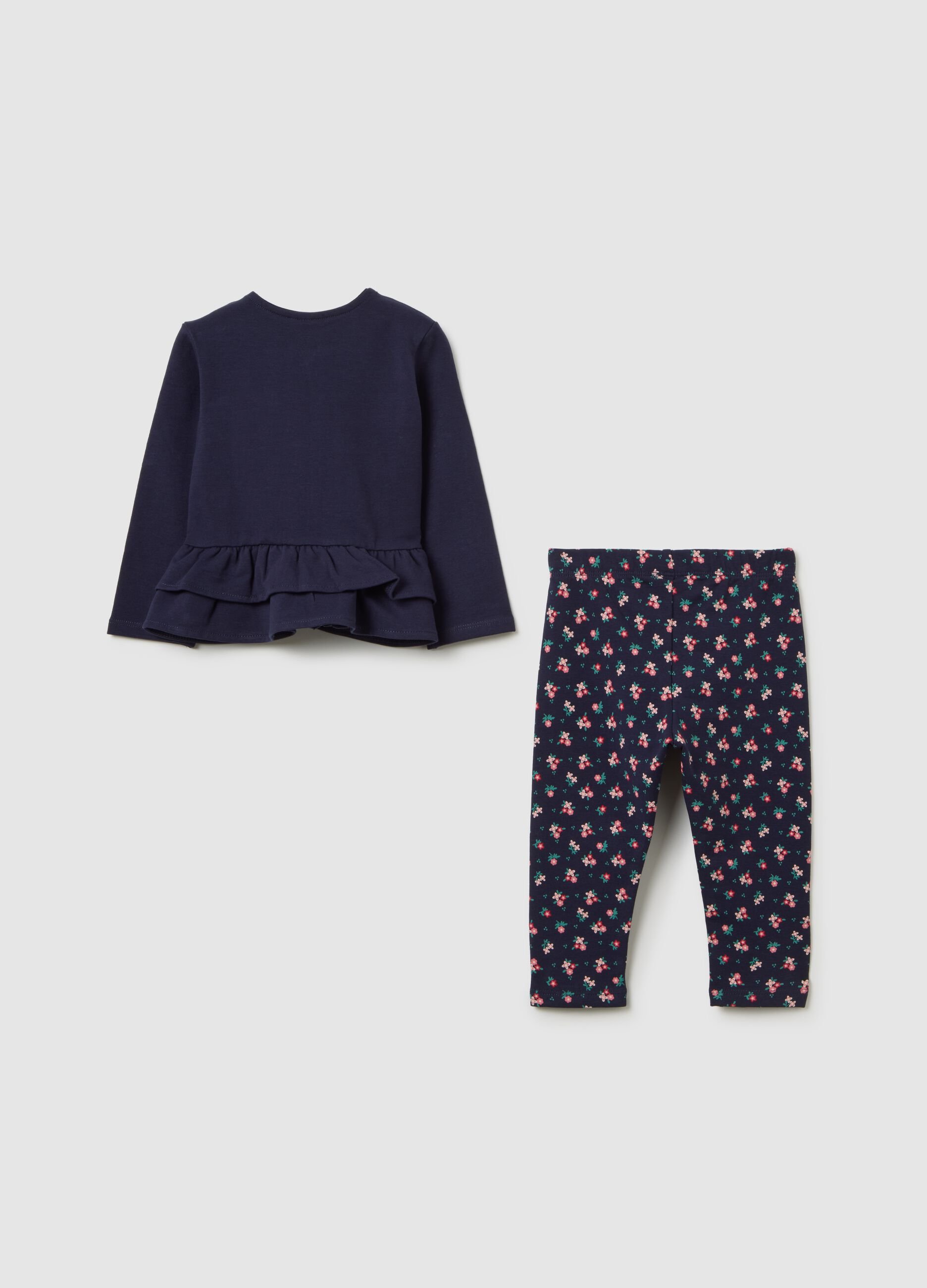 Blue cotton girl's outfit, regular fit