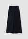 Navy stretch cotton wide-leg trousers_6