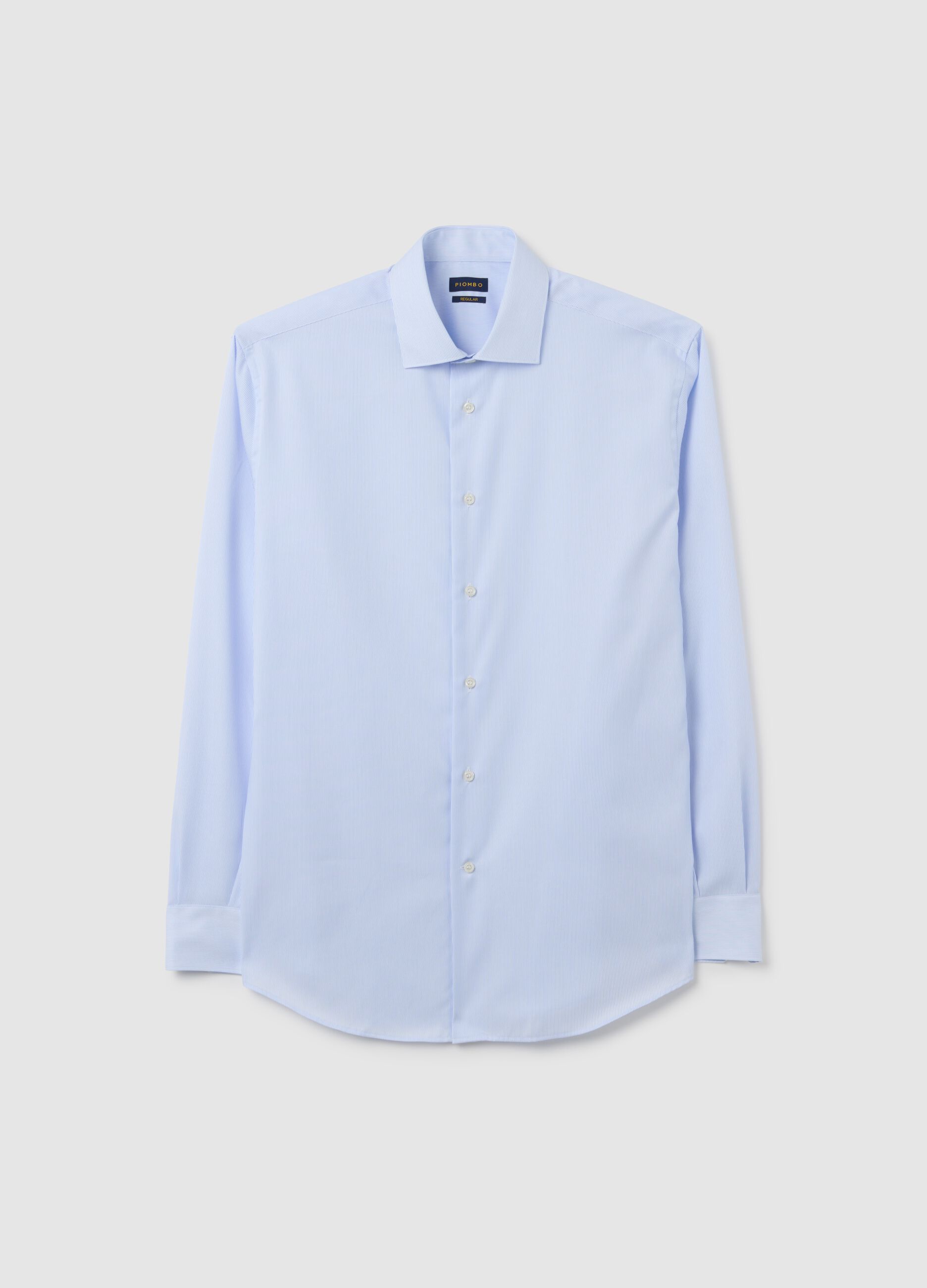 Blue cotton regular fit shirt