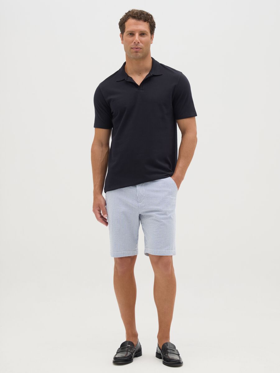 Men's blue pure cotton polo regular fit_1