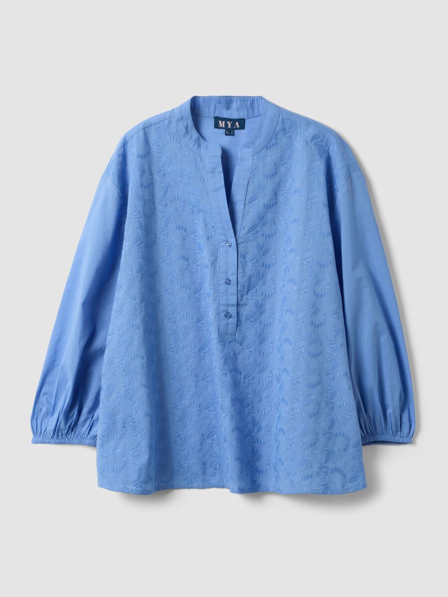 Light blue pure cotton shirt with embroidery_0