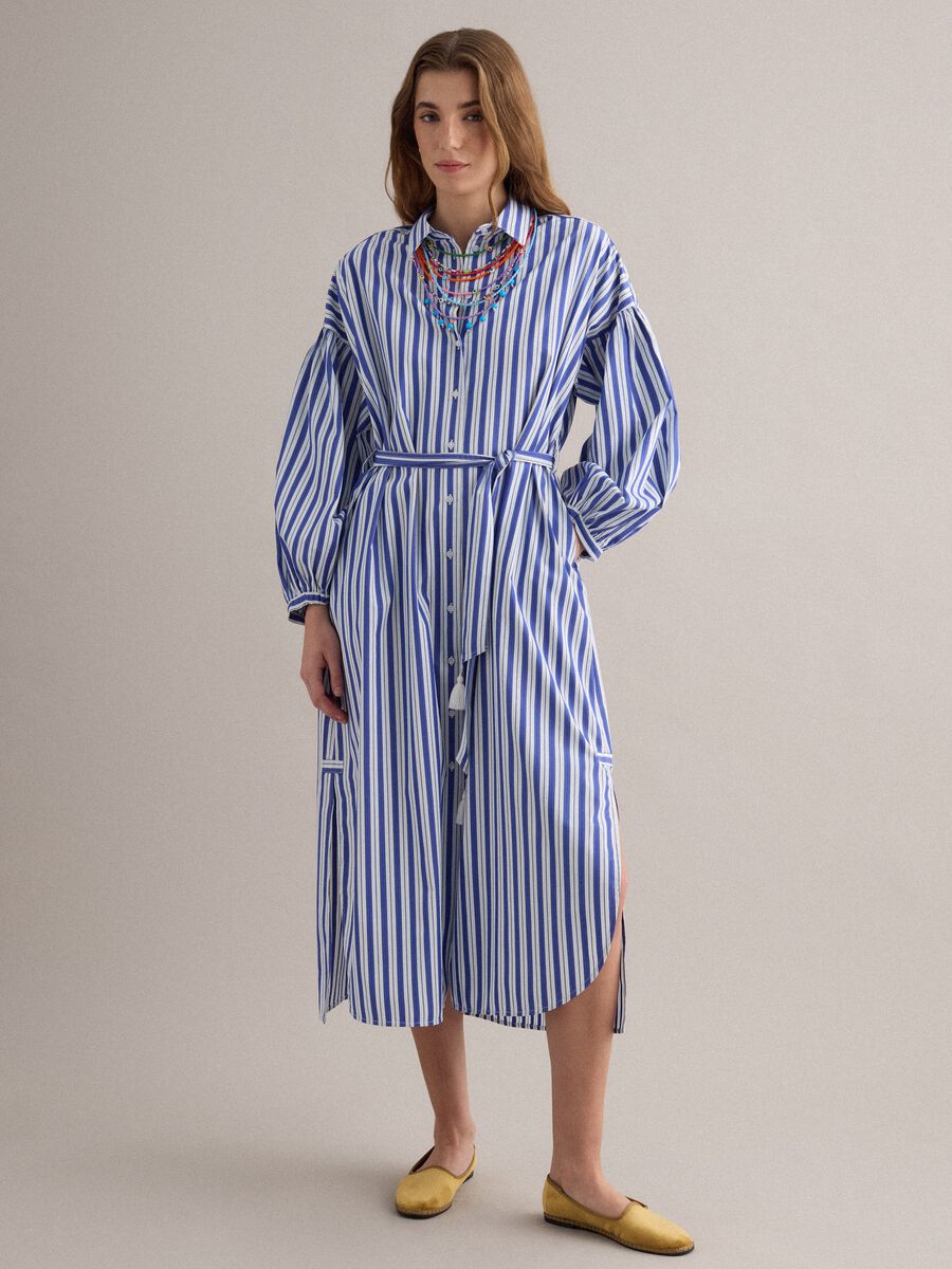 Blue striped pure cotton maxi dress_1