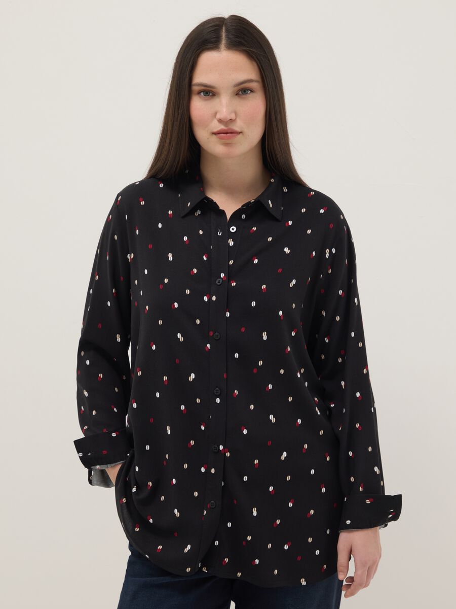 Multicolour pure viscose shirt with regular fit and prints_0