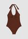 Brown stretch halterneck swimsuit_0