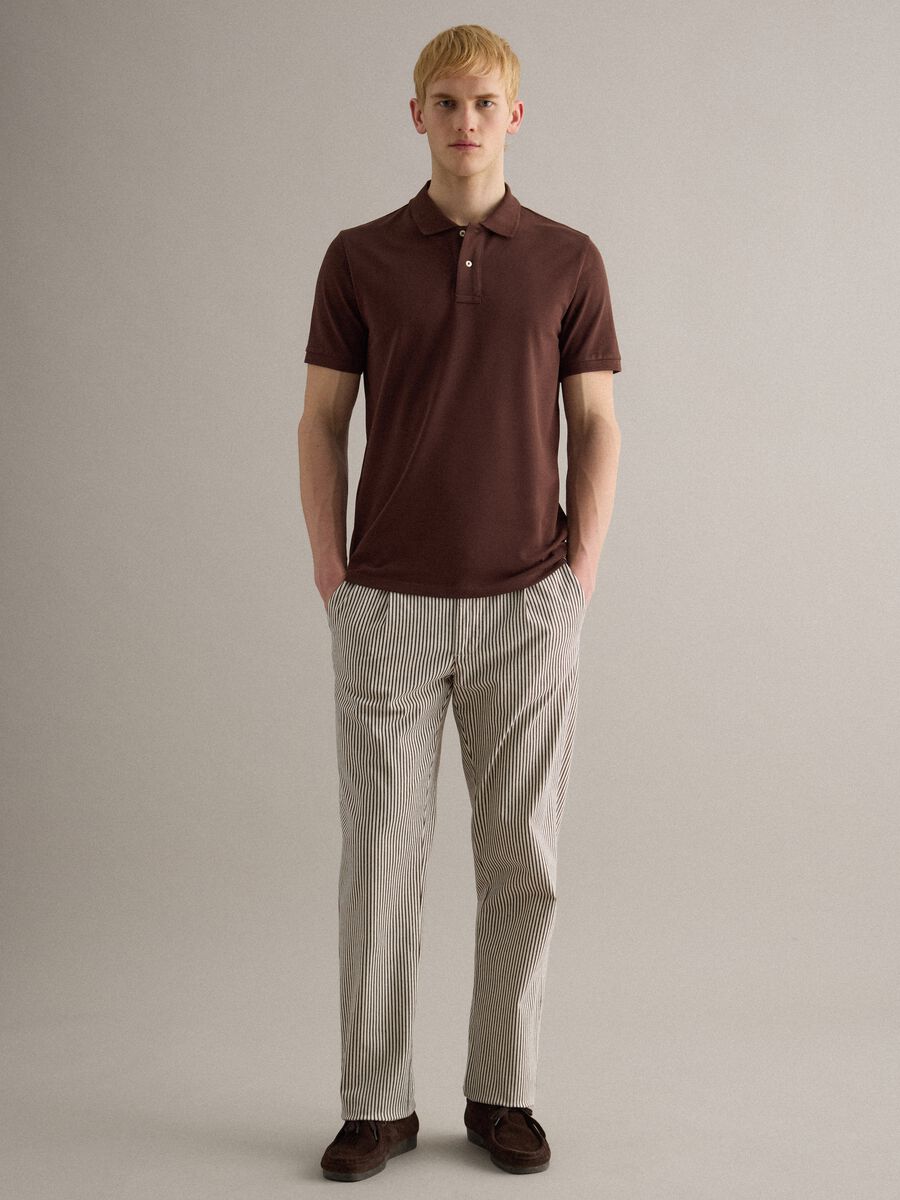 Pantaloni in cotone elasticizzato a righe multicolor regular fit_0