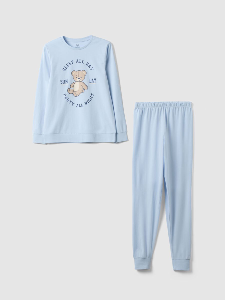 Pigiama azzurro in cotone organico_0