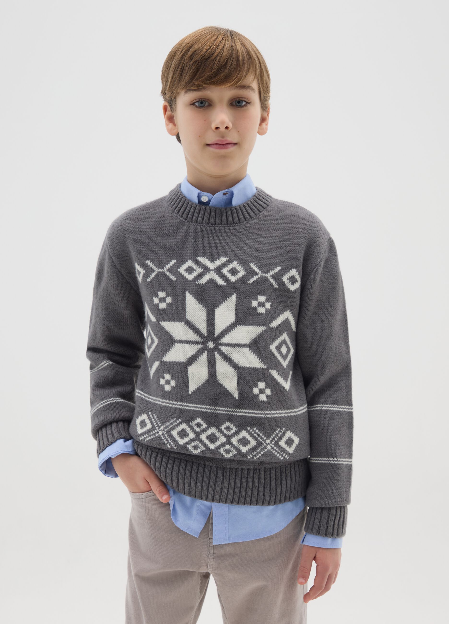 Multicolour regular fit boys&rsquo; jumper with jacquard pattern