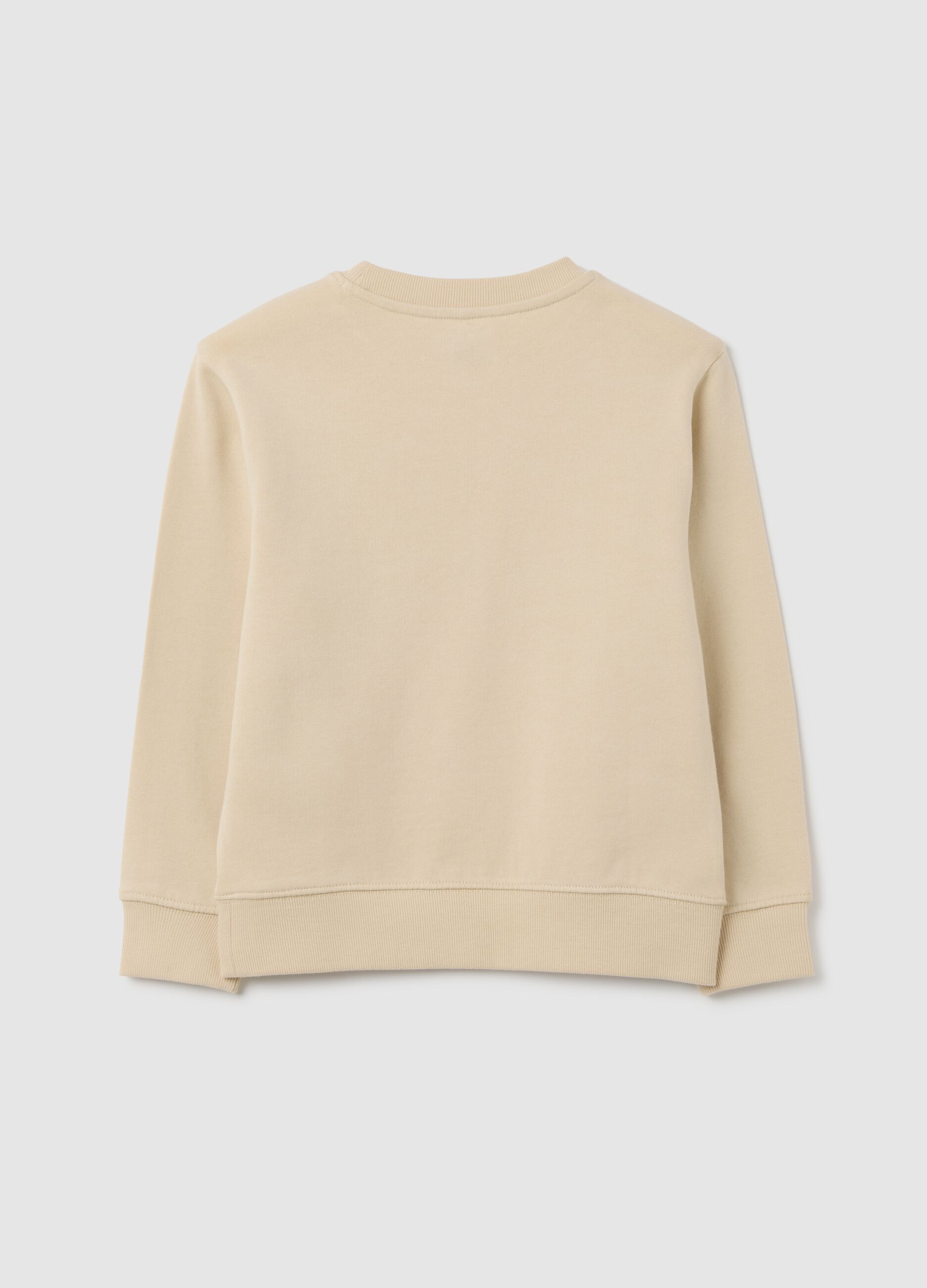Children's beige pure cotton sweatshirt regular fit with Boston Athletics print