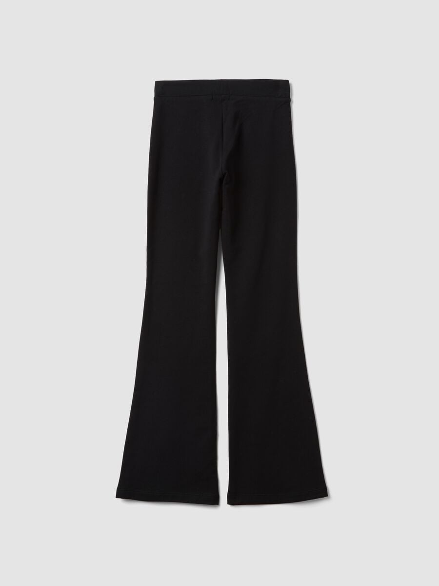 Leggings neri flare in cotone elasticizzato_1