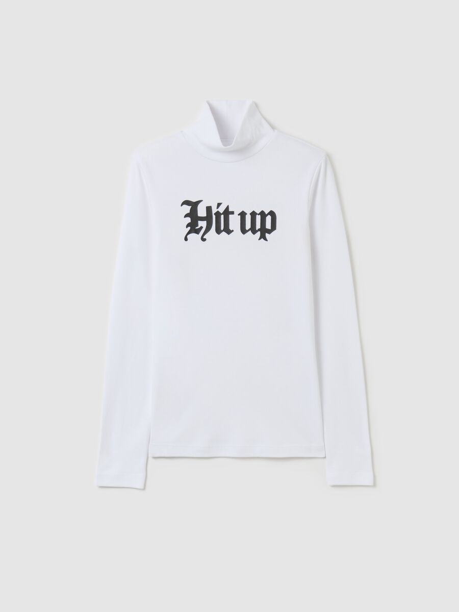 T-shirt with mock neck and gothic print_3