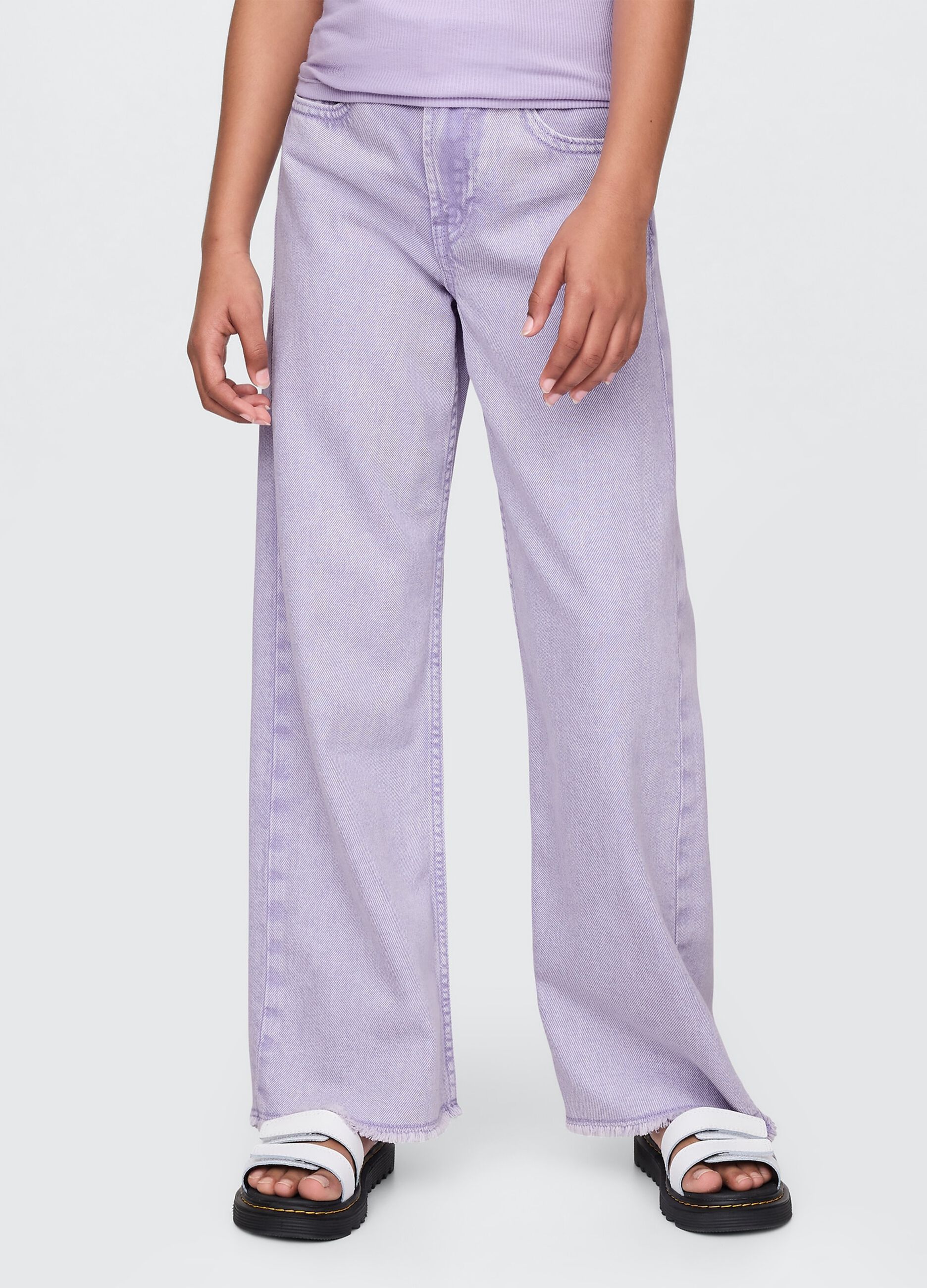 Purple wide leg jeans in cotton and Lyocell