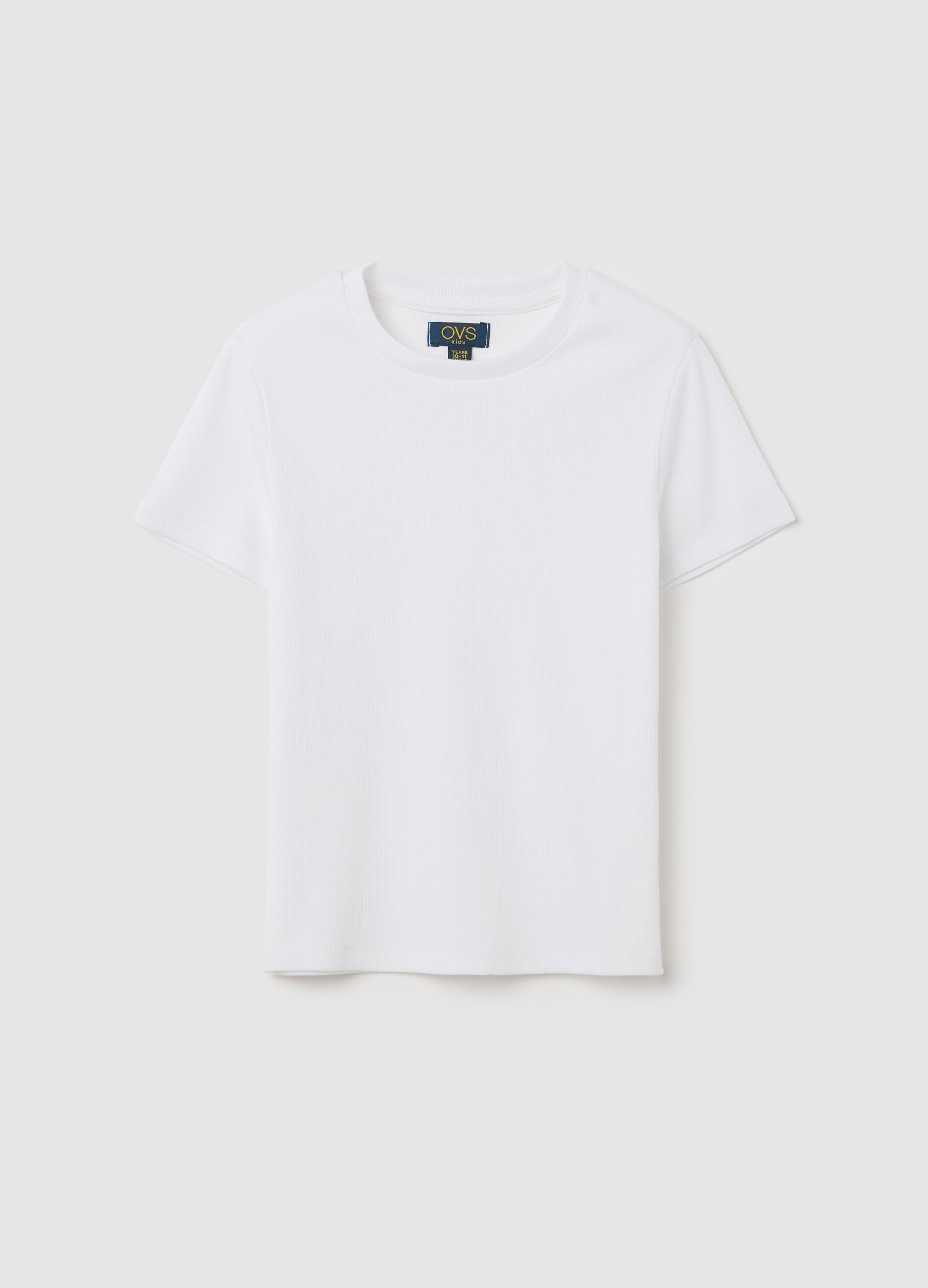 Girls’ white fitted T-shirt in stretch cotton