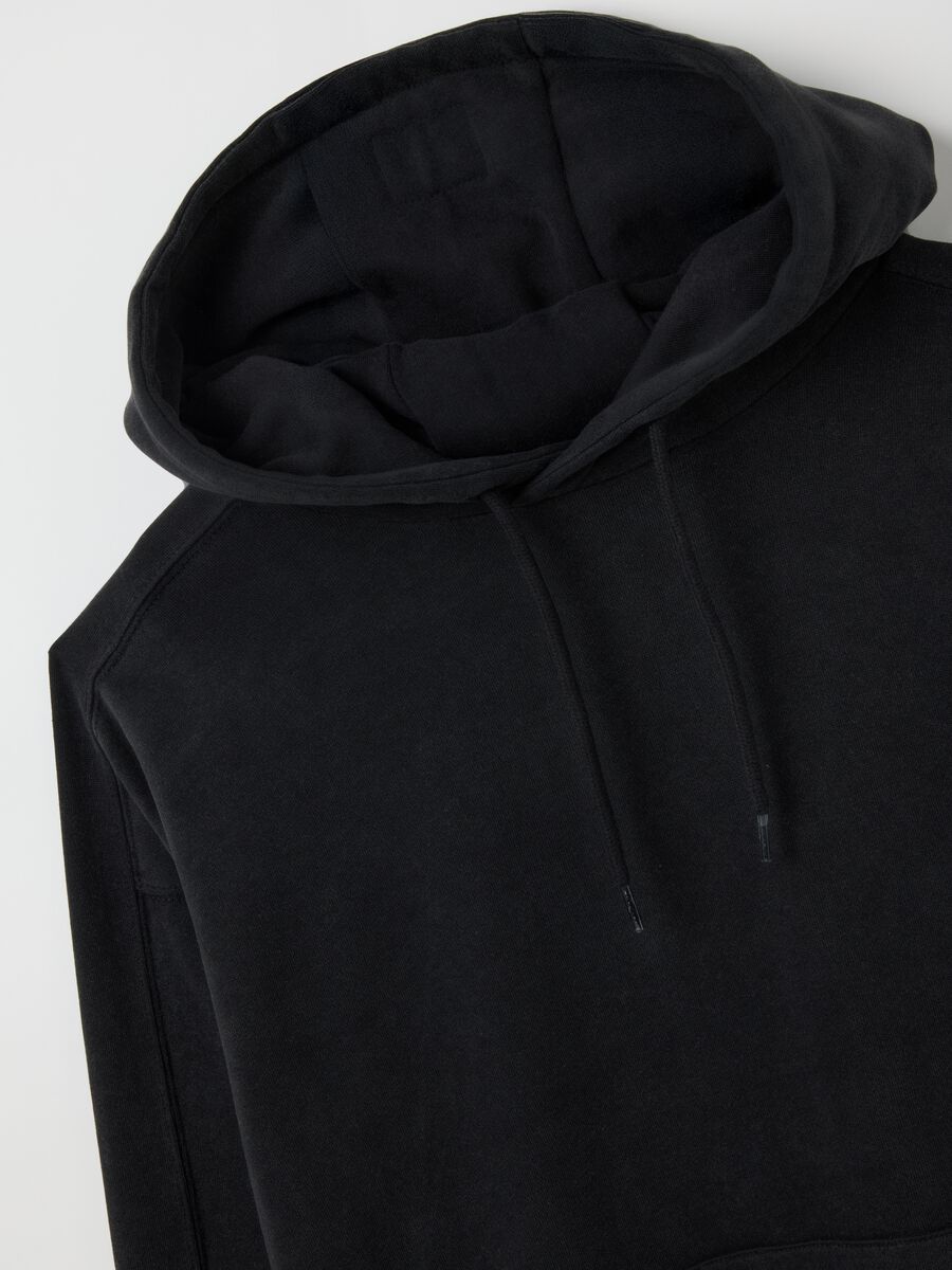 Felpa in misto cotone nero oversize_1