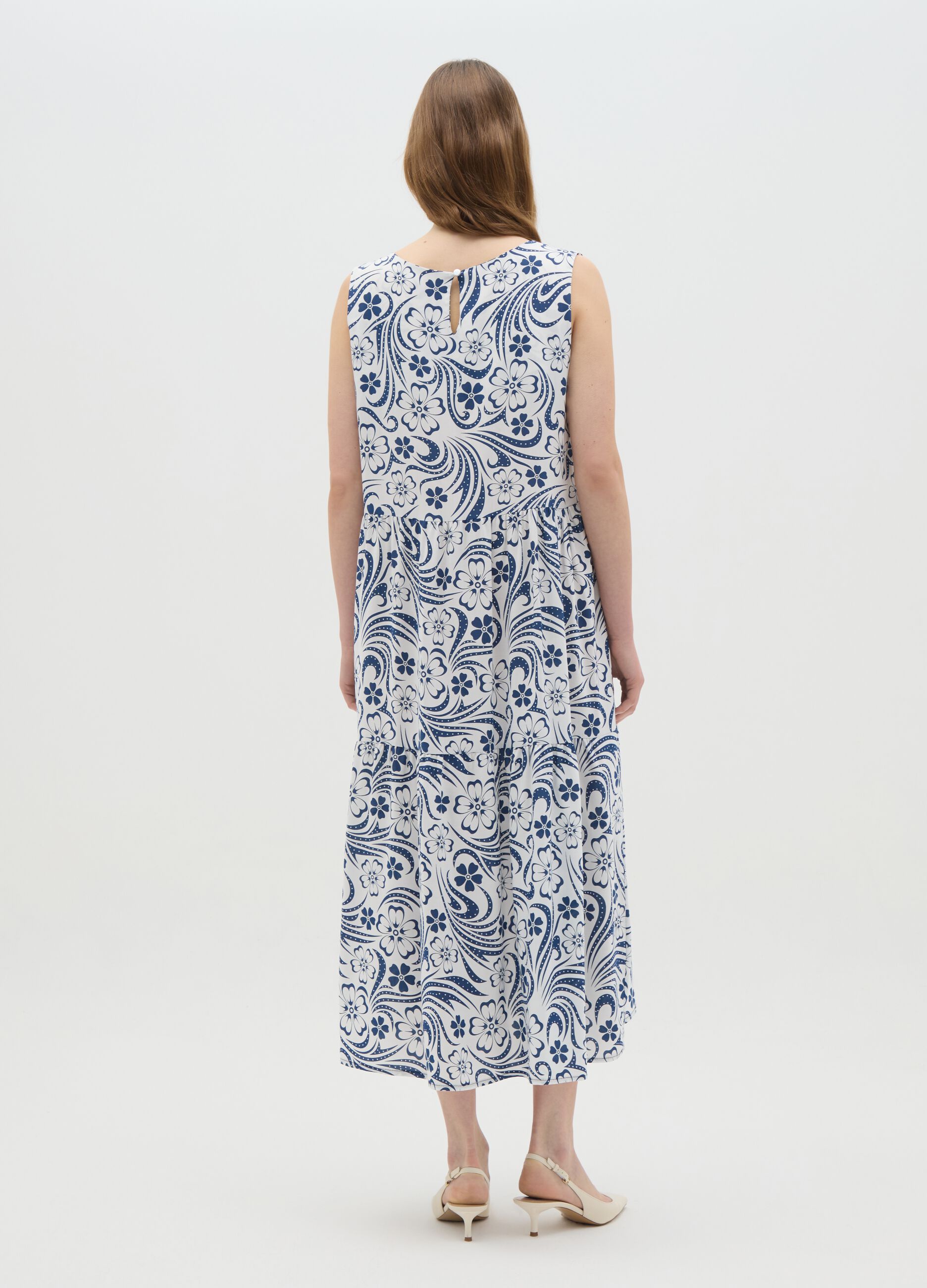 Women's long dress in pure multicolour viscose regular fit