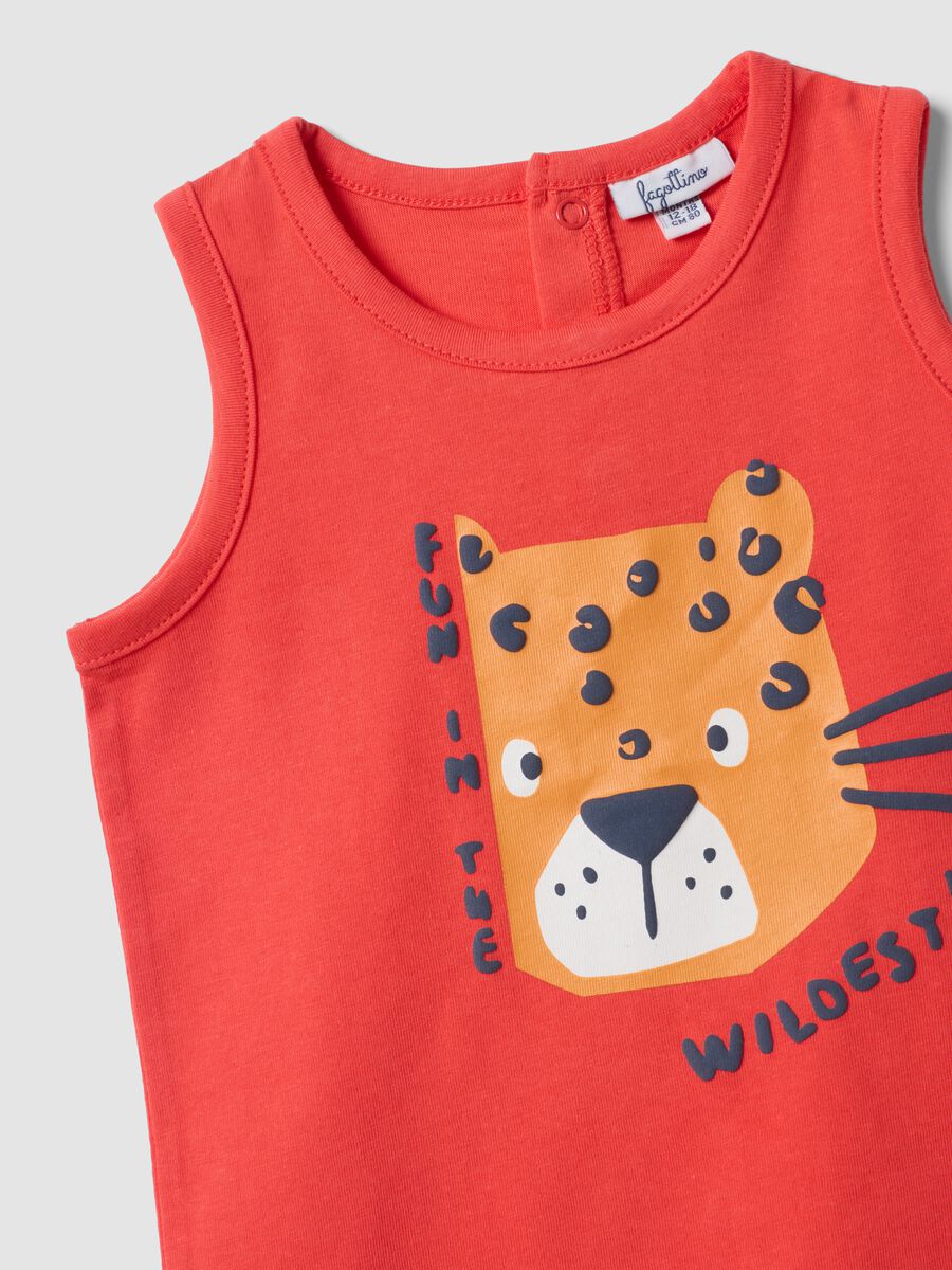 Red pure cotton vest top with print_2