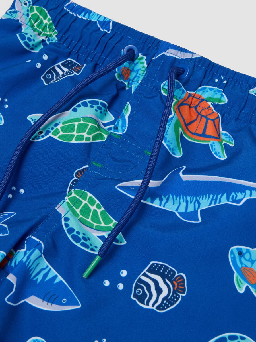 Blue boys&rsquo; swim shorts with ocean print_2