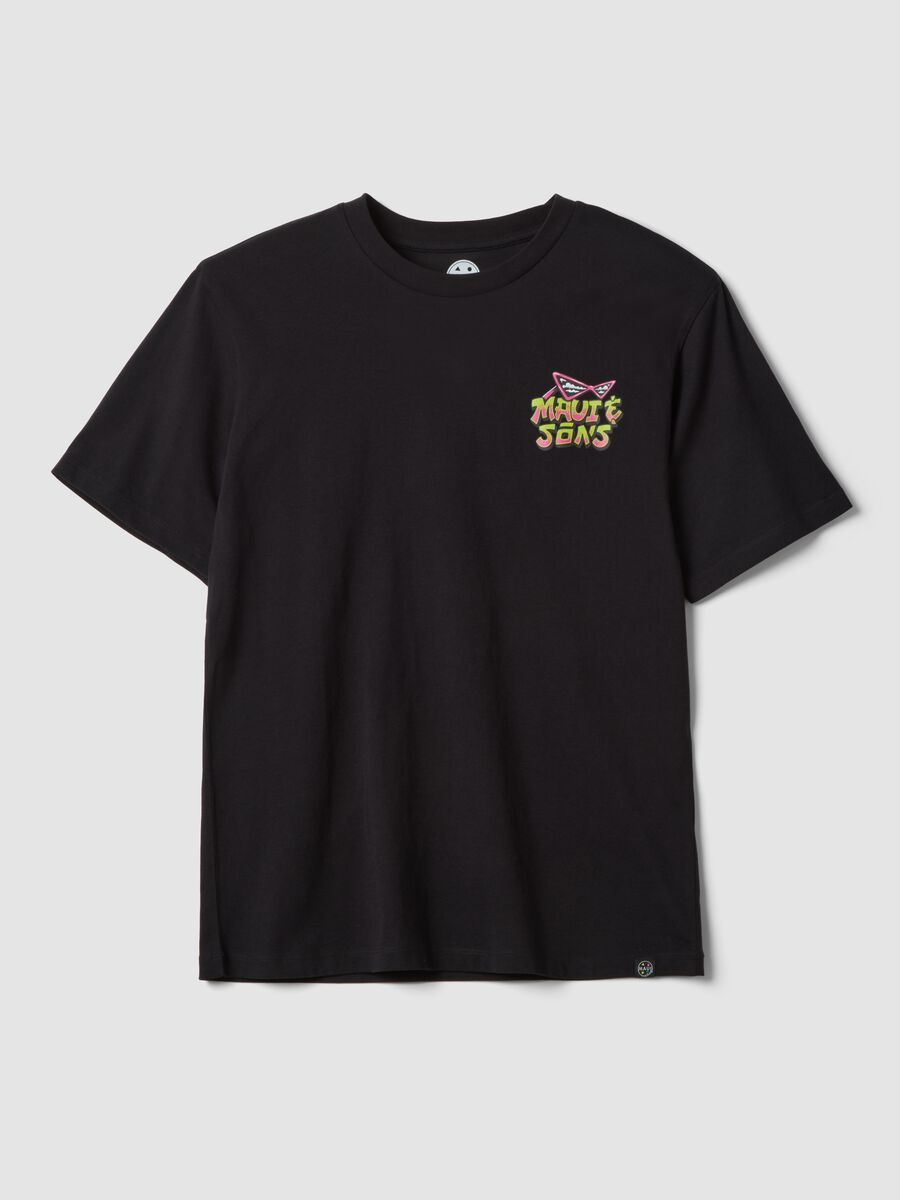 T-shirt nera in puro cotone relaxed fit con stampa_4