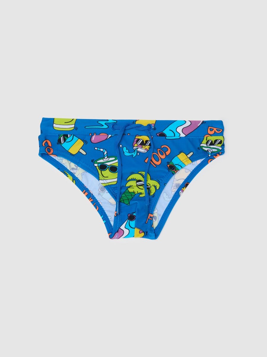 Boys’ swim briefs in stretch blue fabric_0