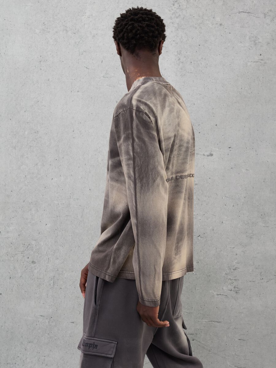 Long-sleeved Graphic T-shirt Vintage Grey & Sand dye_2