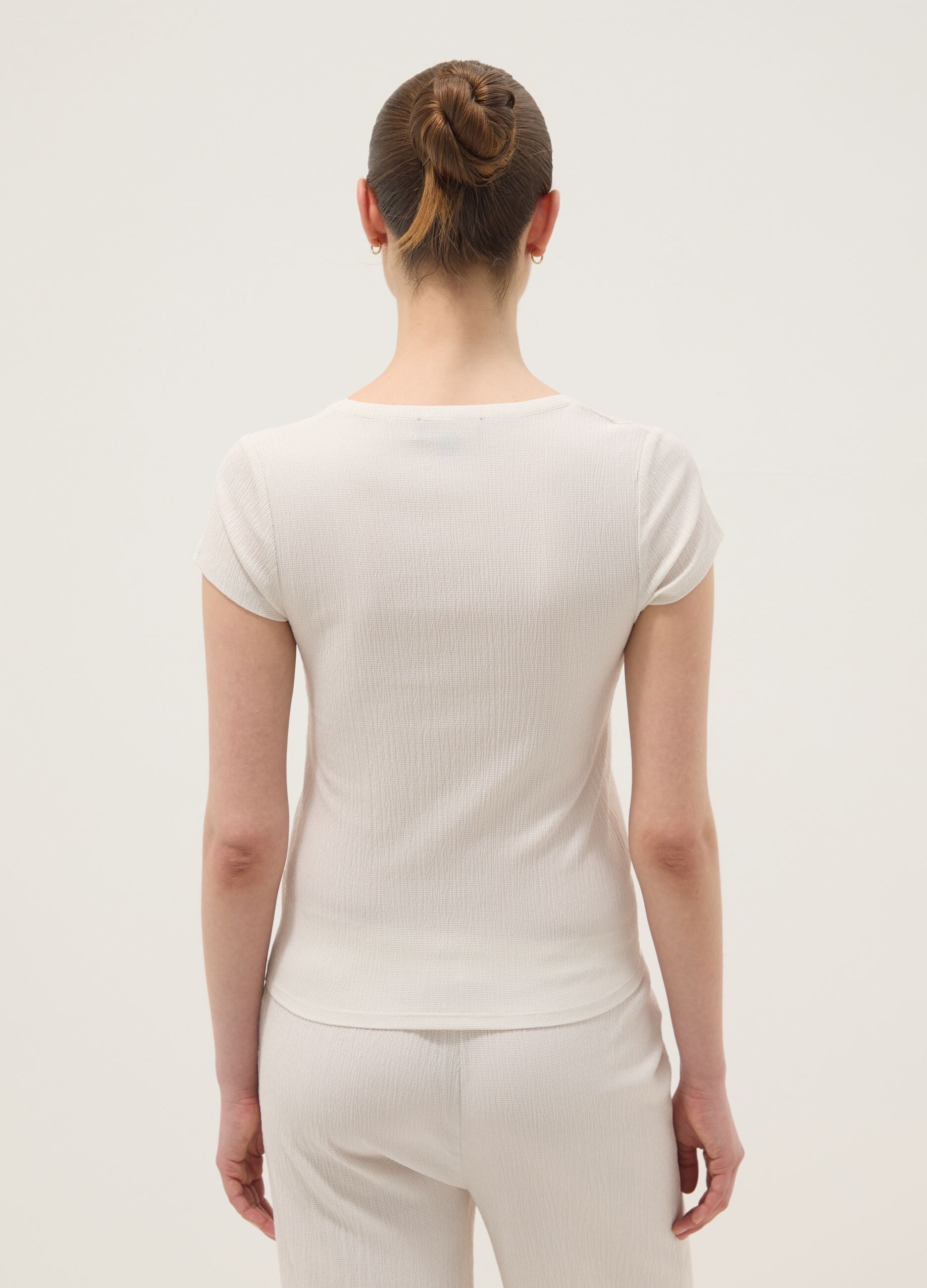 White short-sleeved stretch T-shirt