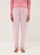 Pantaloni pigiama in puro cotone a righe rosa regular fit_1