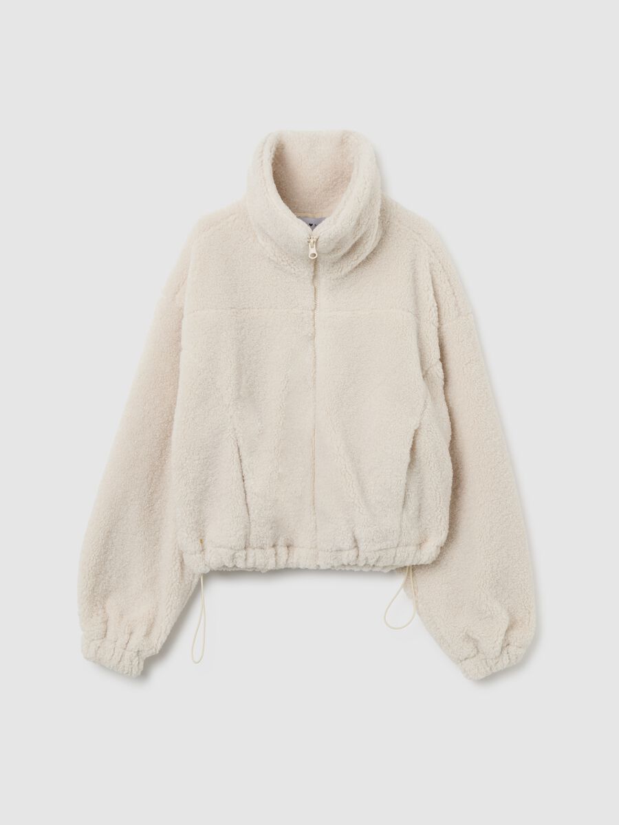 Giacca in sherpa beige regular fit_0