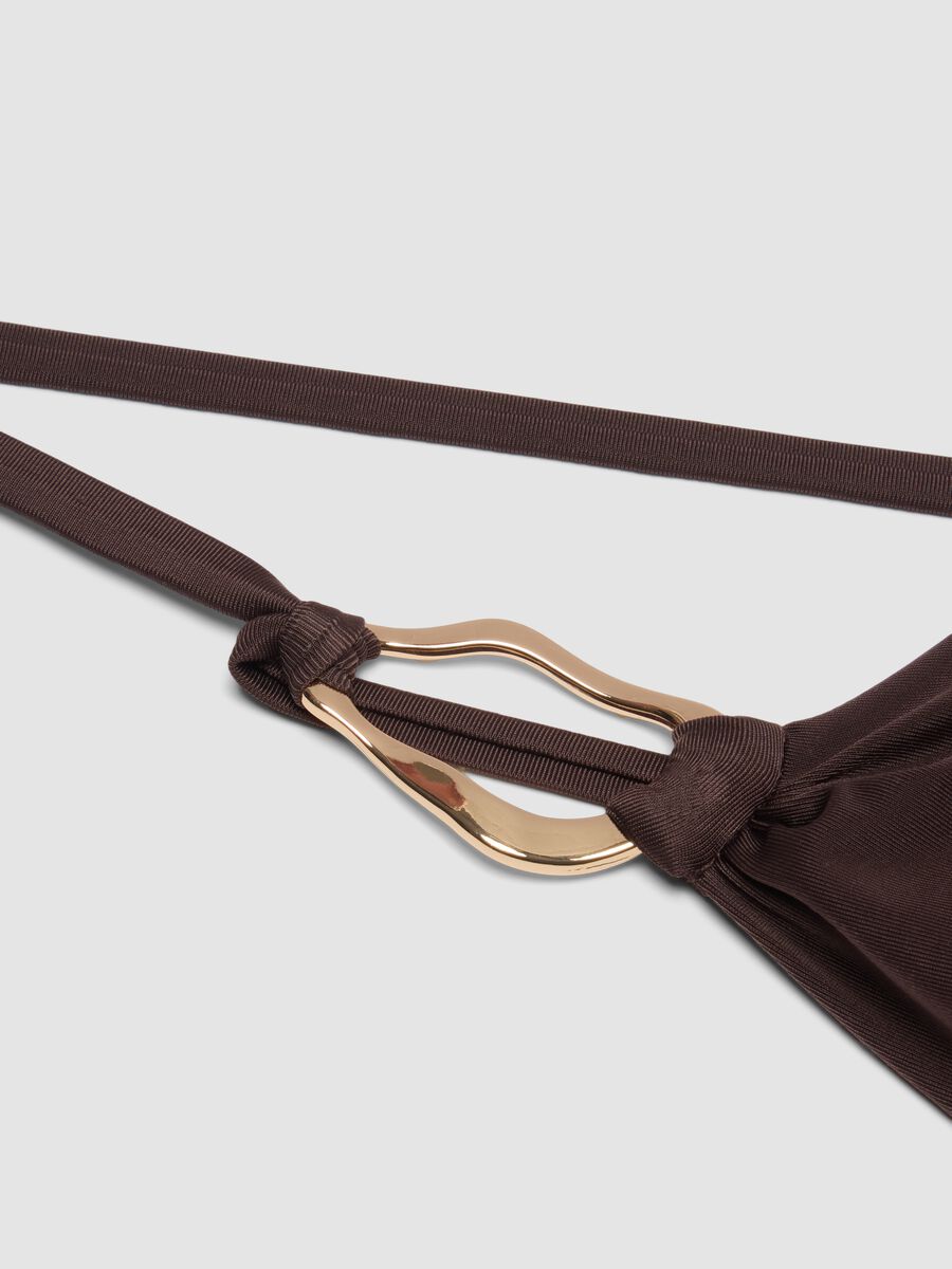 Costume intero monospalla in tessuto elasticizzato marrone_1