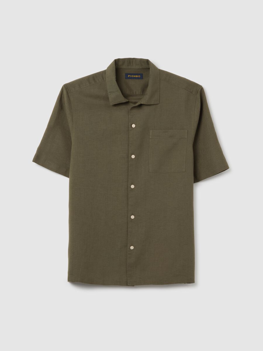 Green linen and cotton shirt Piombo_4