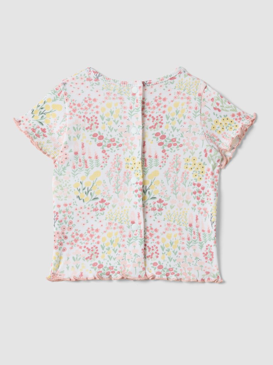 Multicolour pure cotton baby girl T-shirt with floral pattern_1