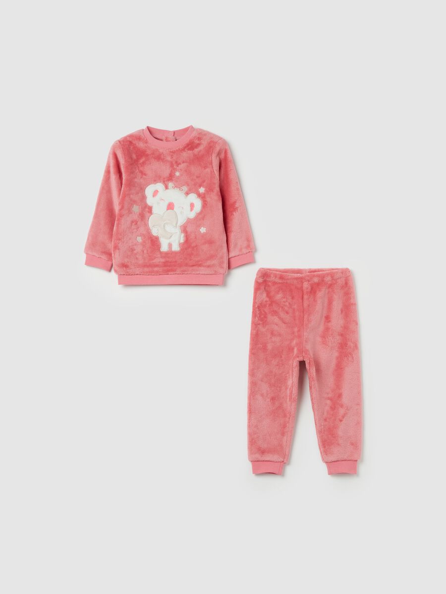 Faux fur pyjamas with koala embroidery_0