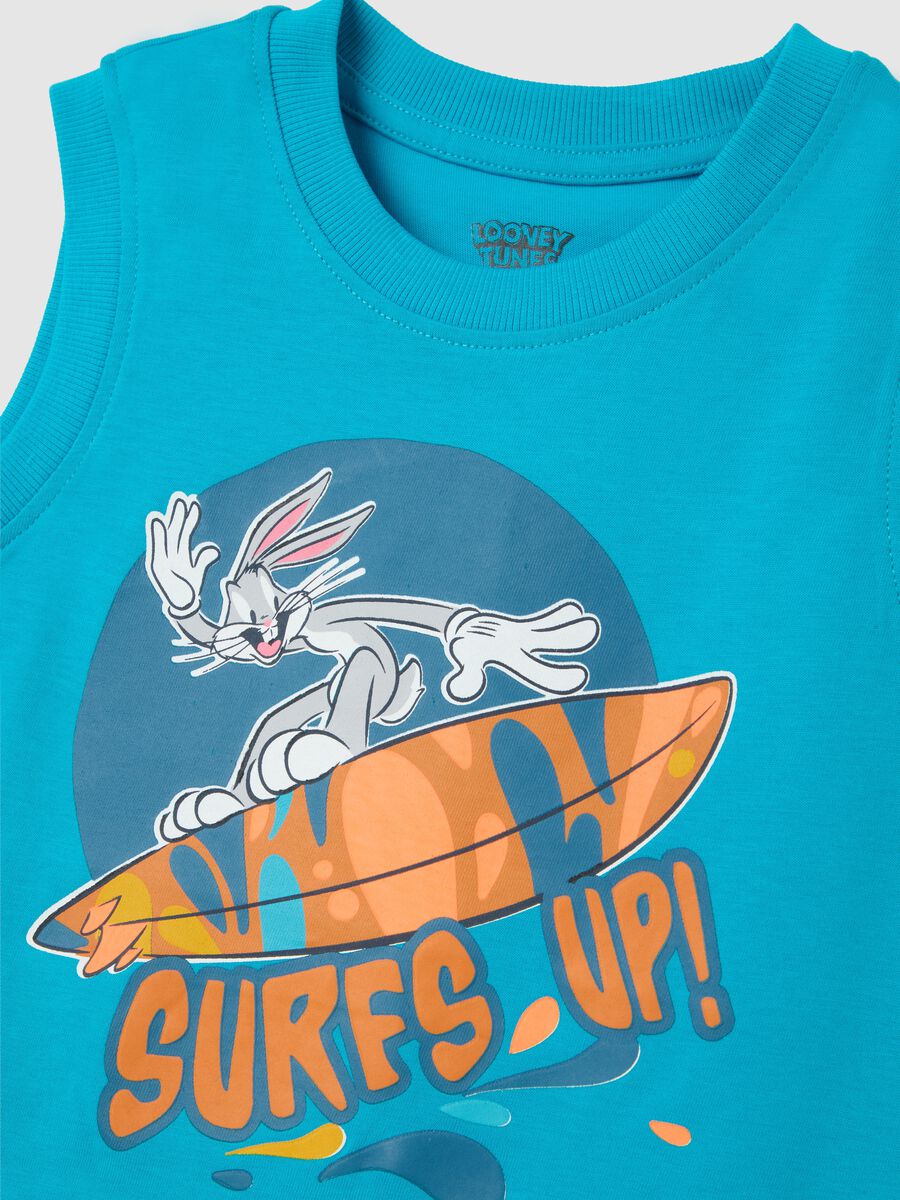 Blue cotton tank top with Bugs Bunny_2