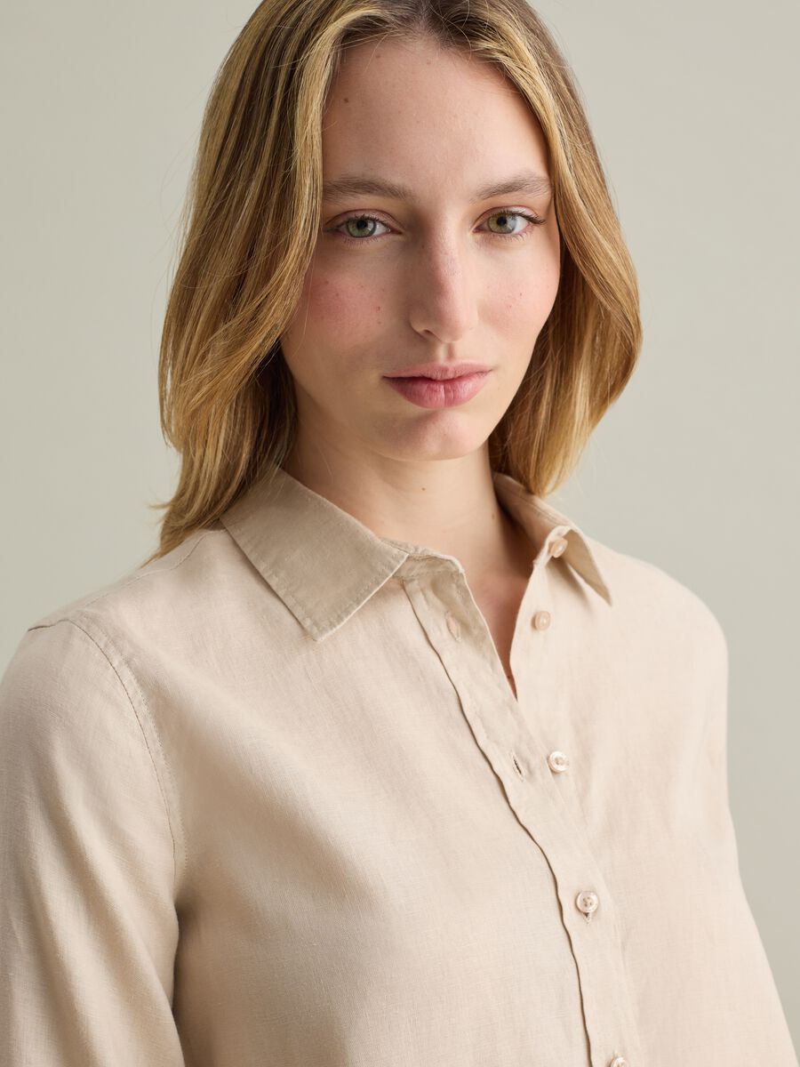 Beige regular-fit shirt in linen_1