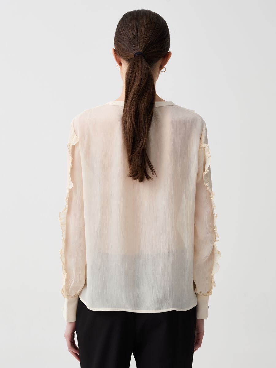 Crêpe blouse with embroidery and frills_2