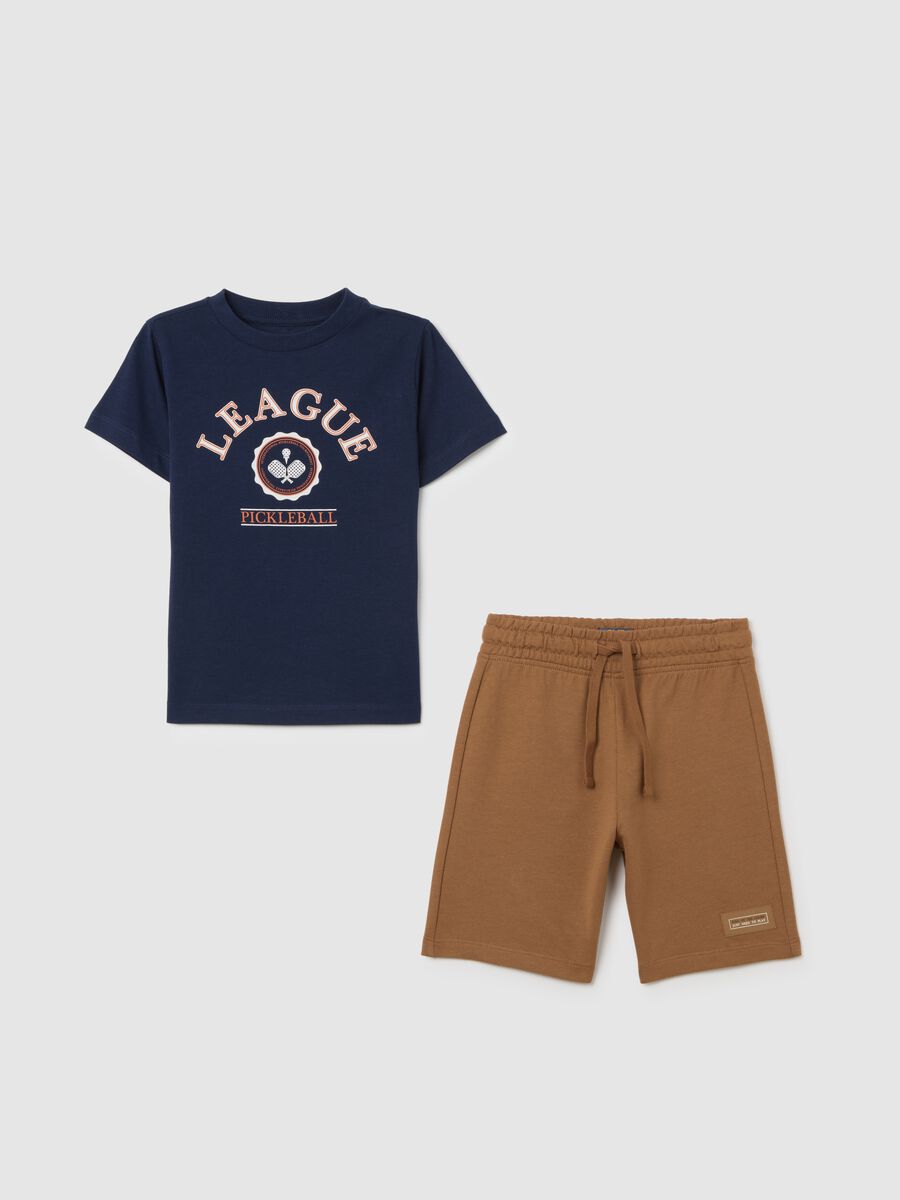 Completo da bambino in puro cotone blu regular fit_0