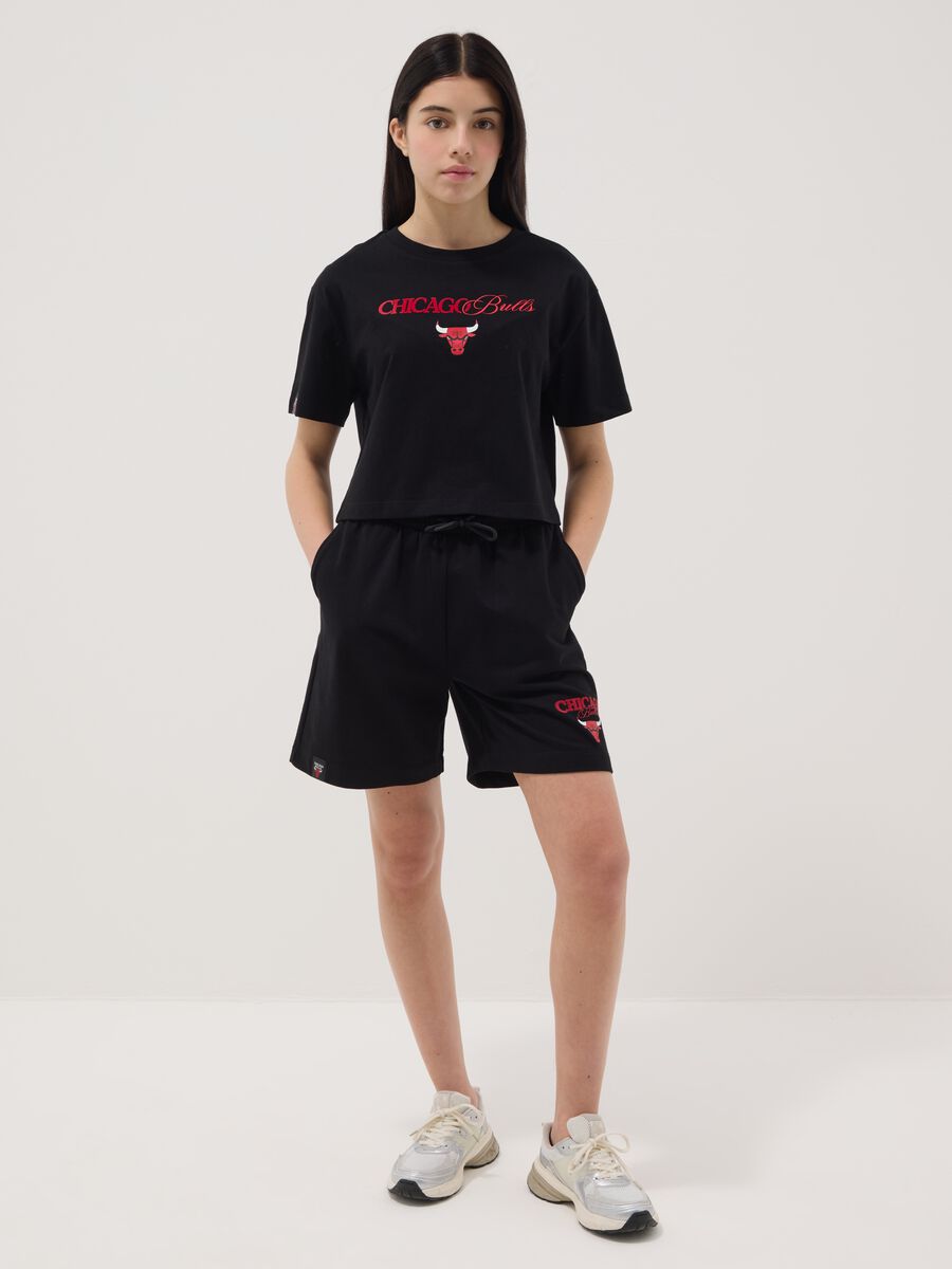 Girls&rsquo; pure cotton black relaxed fit shorts Chicago Bulls_0