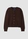 Brown crew-neck cardigan in pure cashmere_0