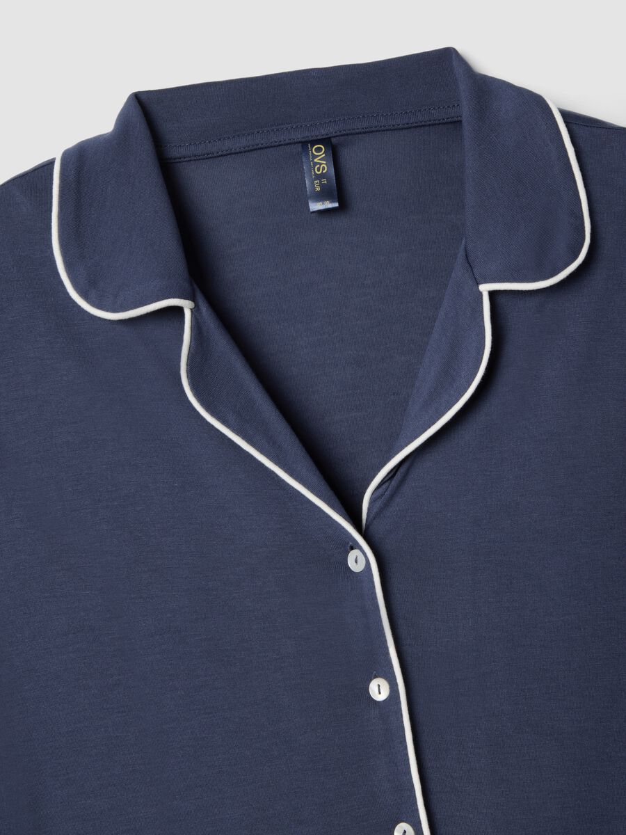 Regular fit blue viscose pyjamas with V-neck_5