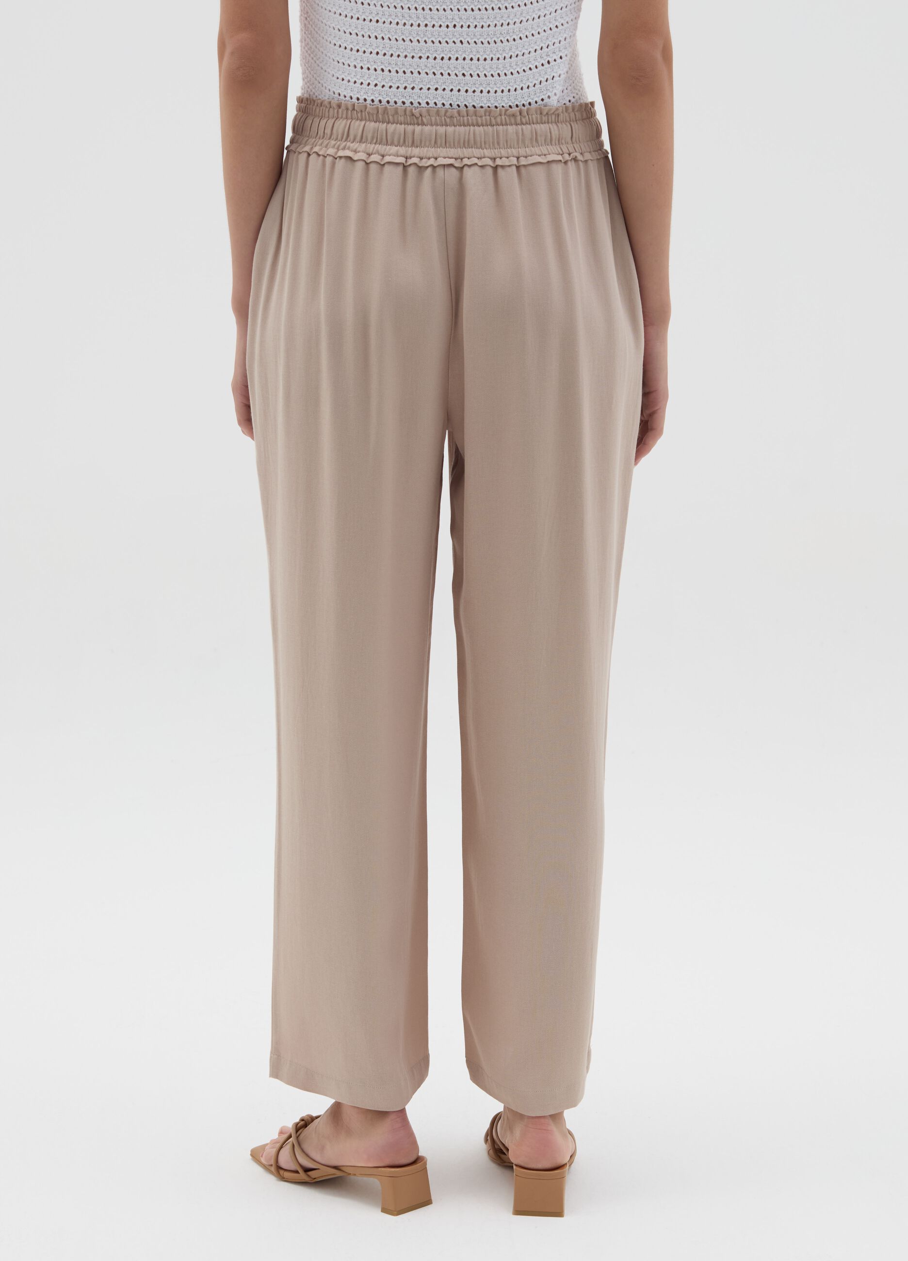 Jogger trousers in viscose with drawstring
