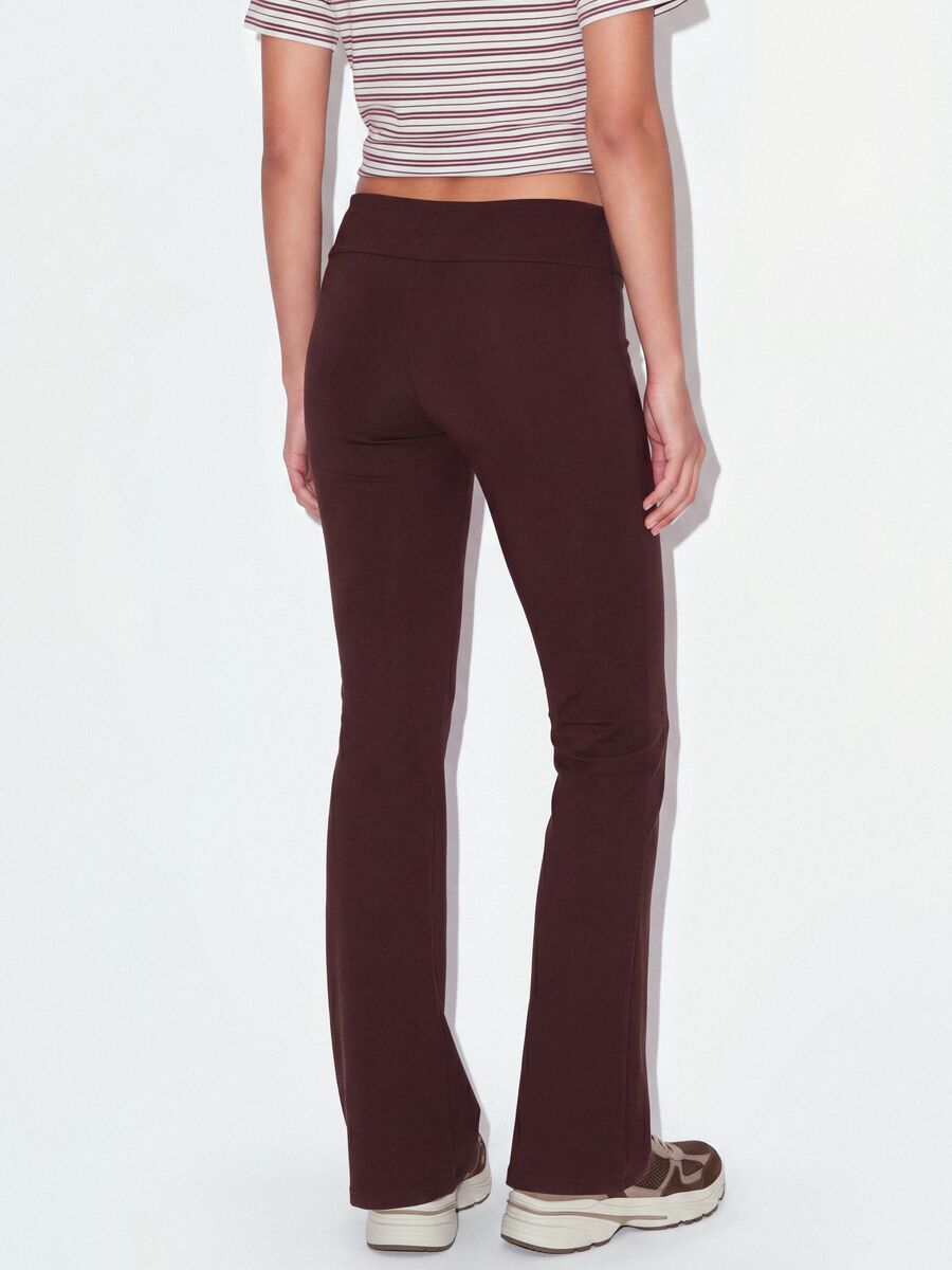 Brown Flared Stretch Cotton Trousers_3