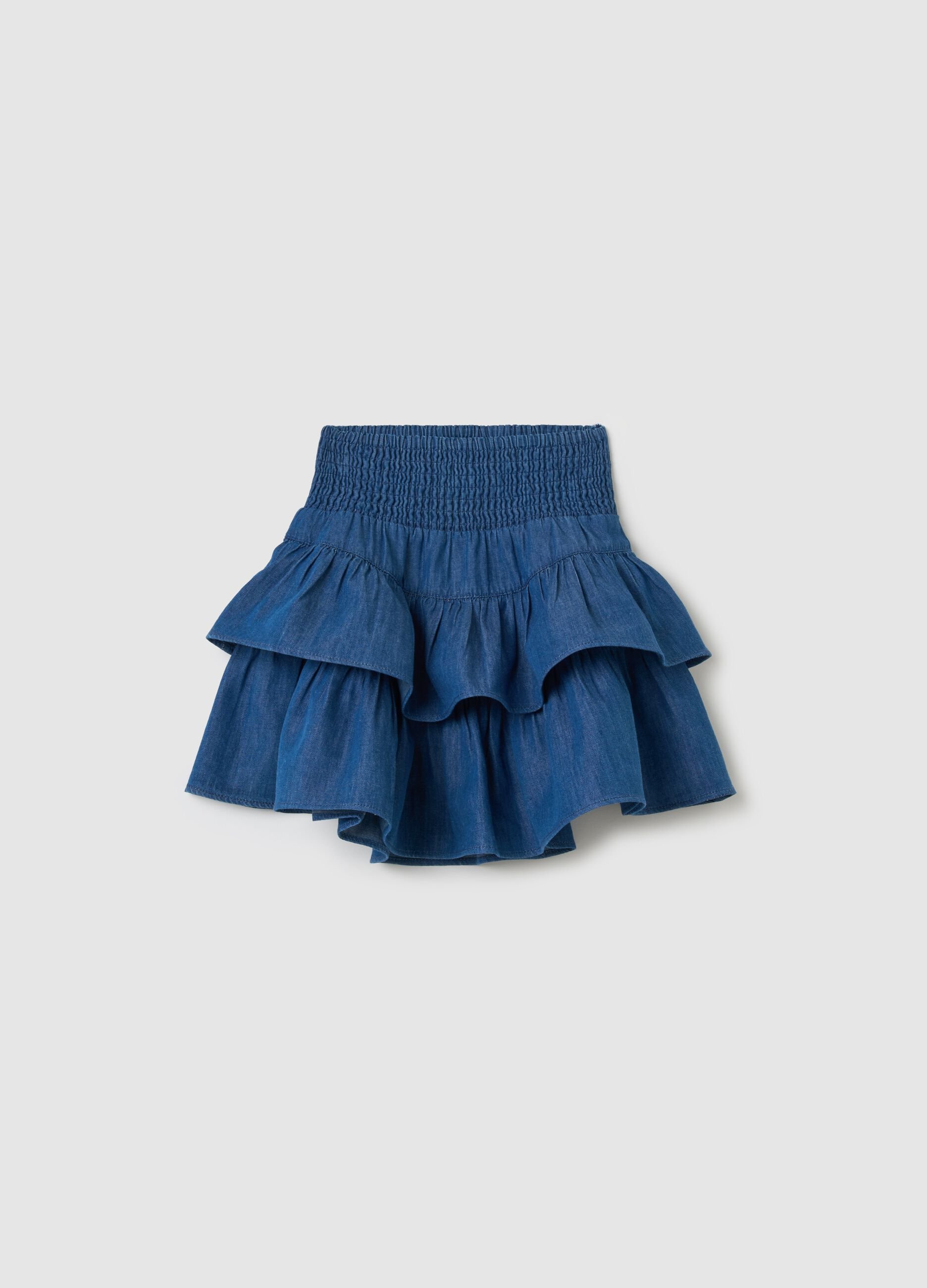 Tiered denim skirt